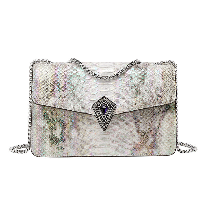 Borsa a tracolla con stampa serpente colorata