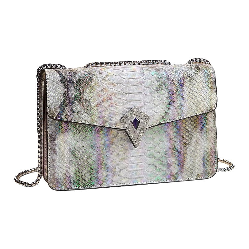 Borsa a tracolla con stampa serpente colorata