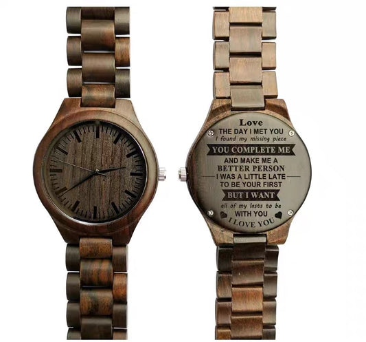 Vintage-style dark wood wristwatch