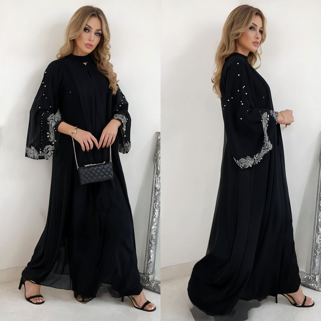 Silver Bloom Abaya