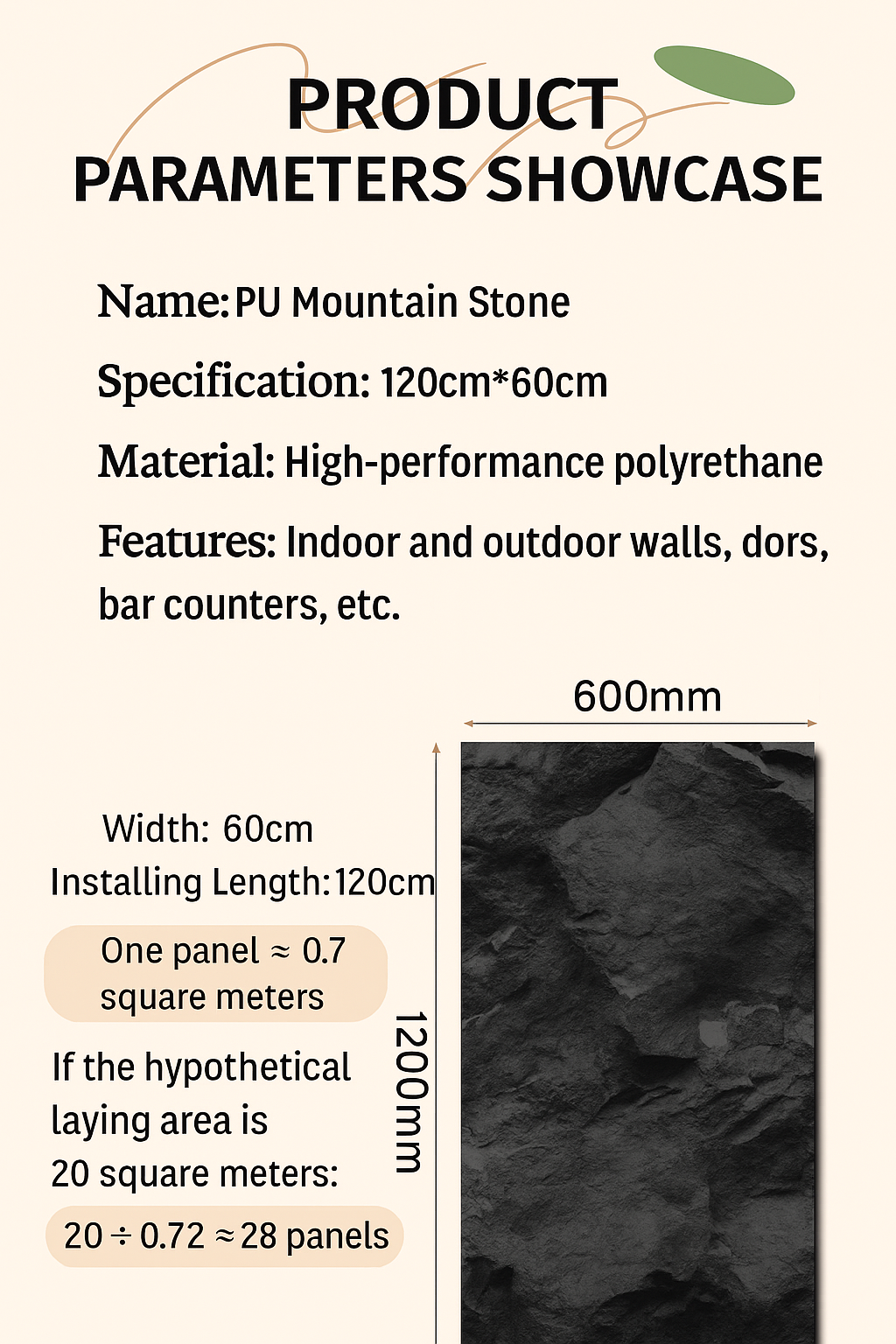 PU Mountain Rock Decorative Panel