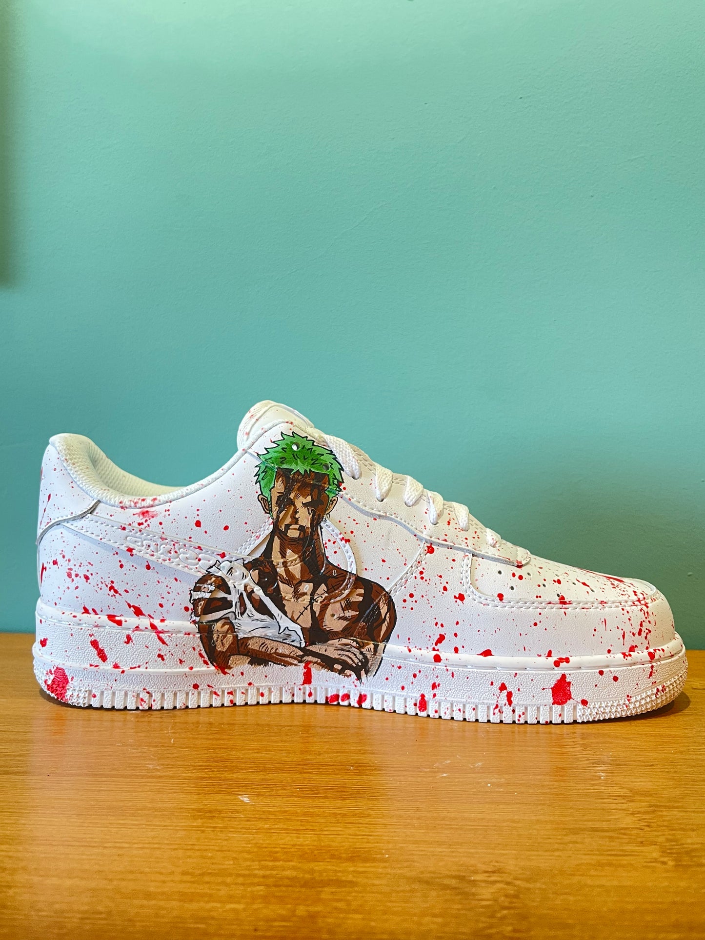 Zoro's Fury Sneakers: Hand-Painted Edition