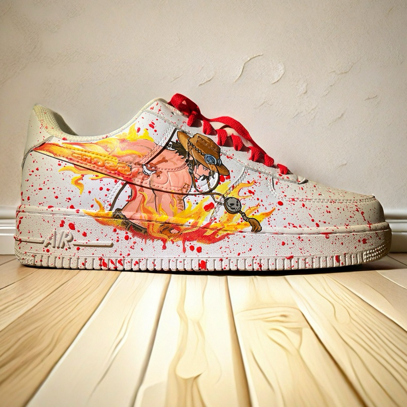 Ace Flame Hand-Painted Sneakers