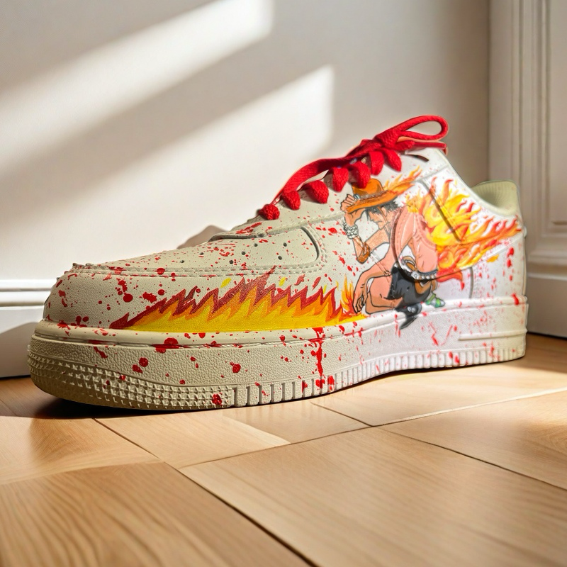 Ace Flame Hand-Painted Sneakers