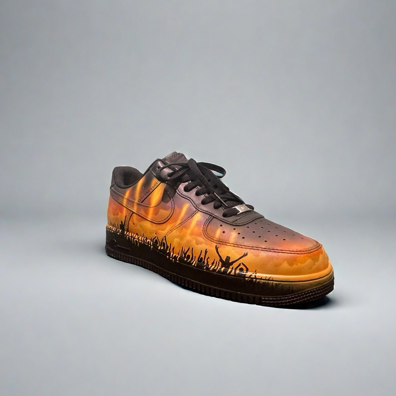 Hand-Painted Festival Flame Sneakers