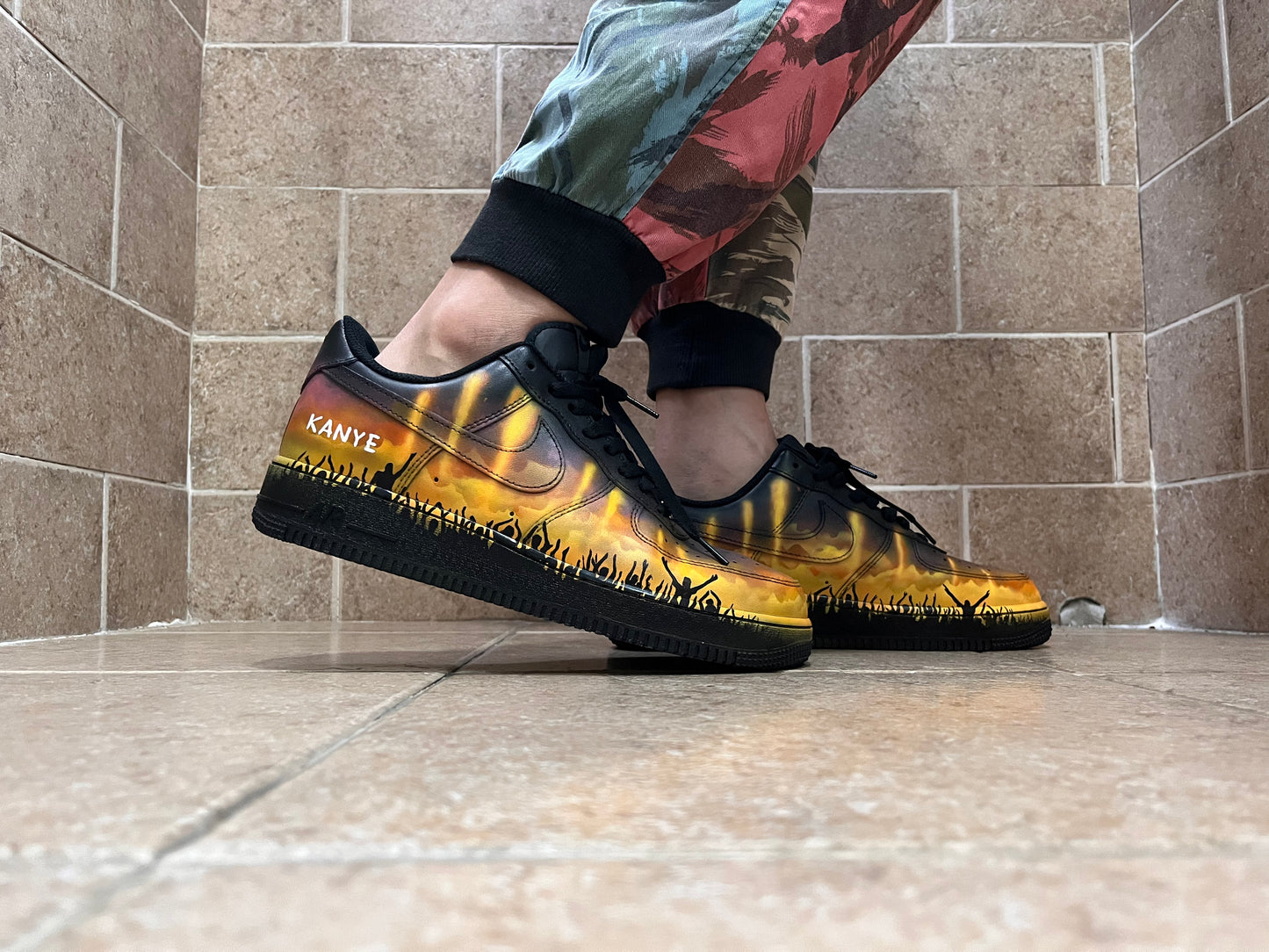 Hand-Painted Festival Flame Sneakers