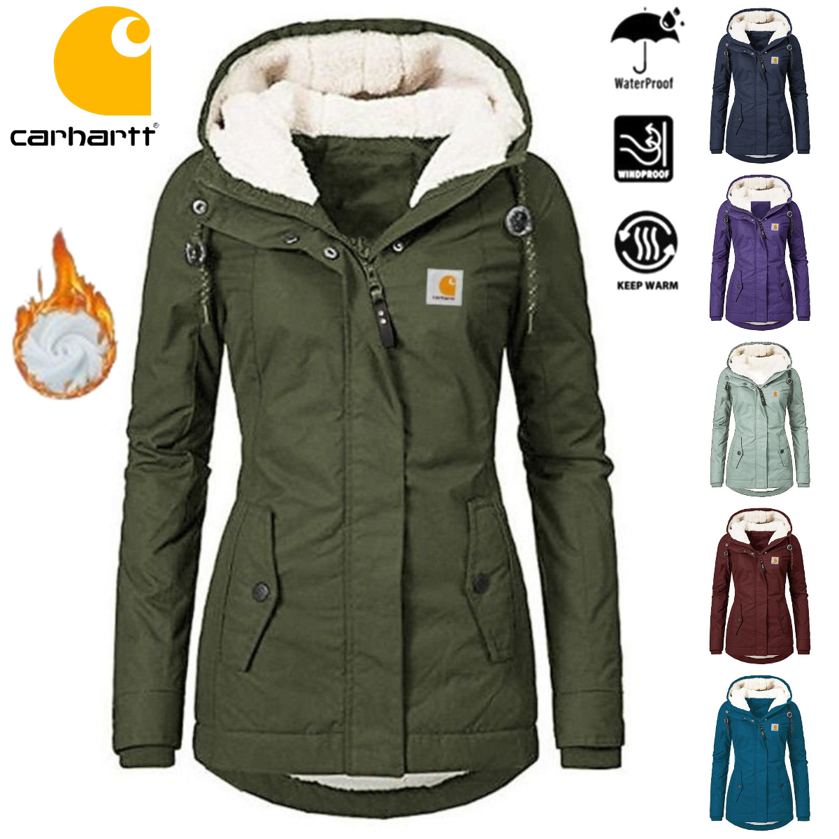 Carhartt Women's Waterproof Windproof Hooded Fleece Lining Jacket