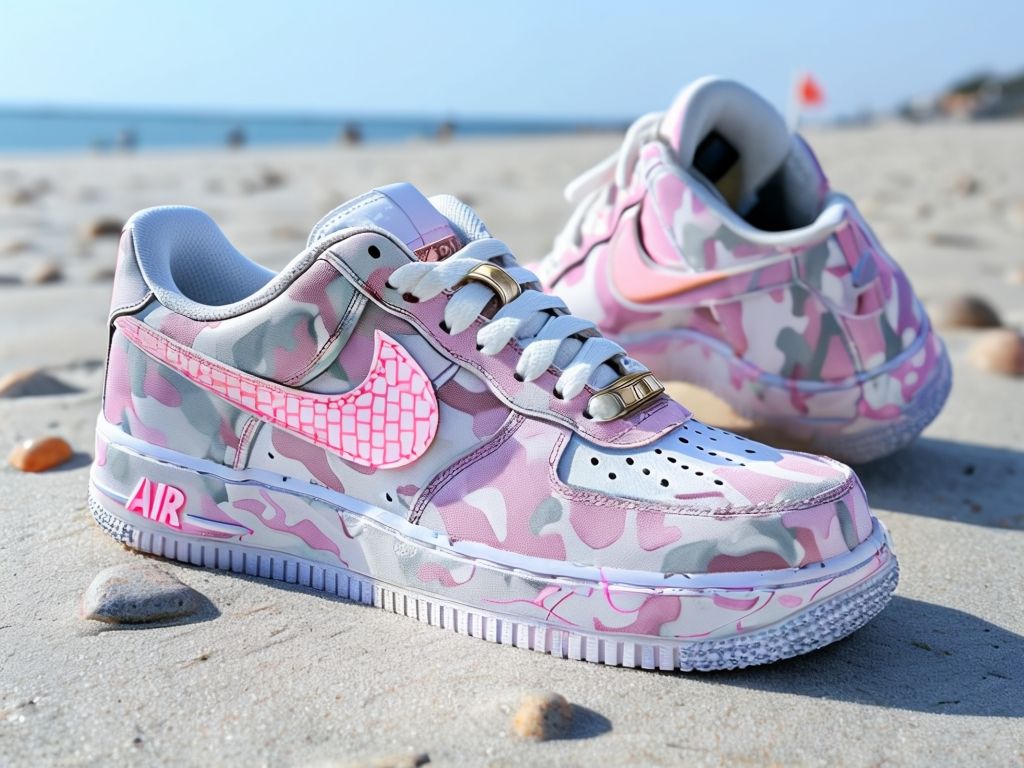 Hand-painted Pink Camouflage Sneakers