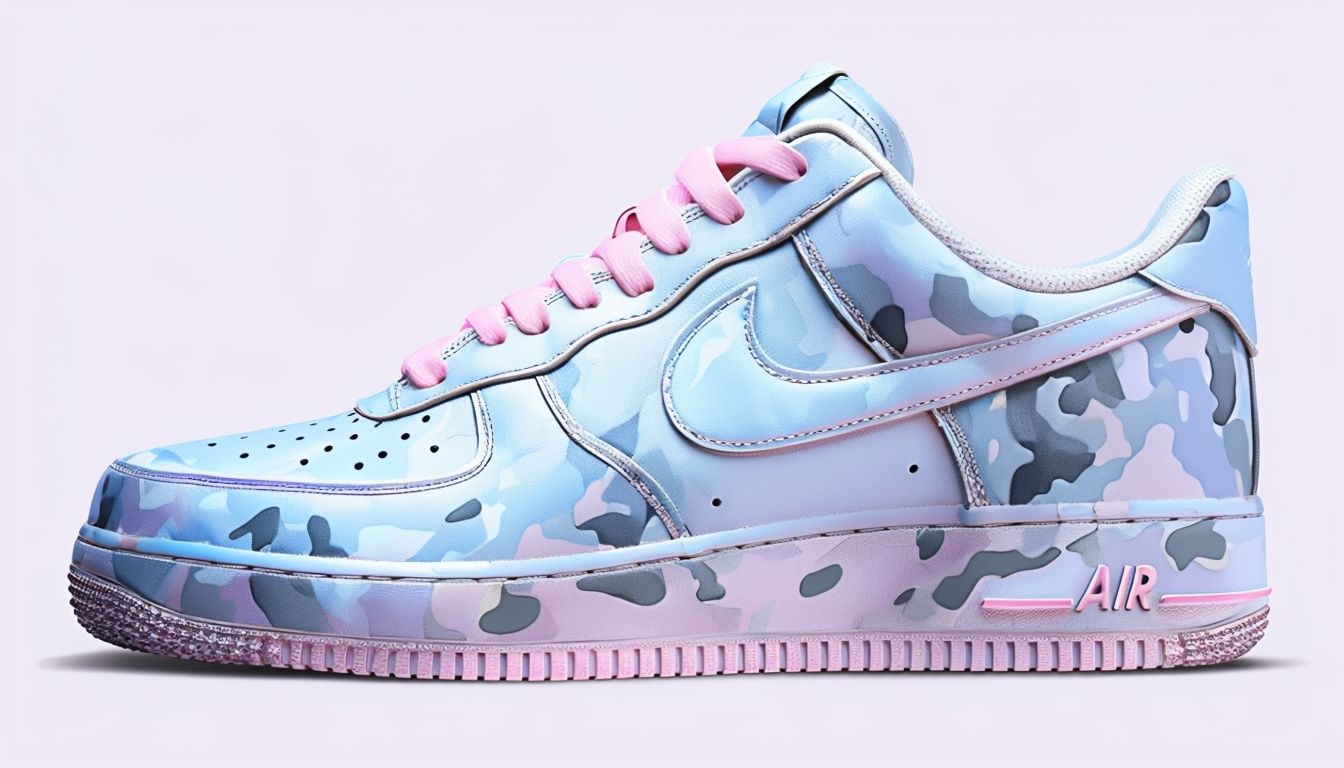 Hand-Painted Pastel Camo Sneakers