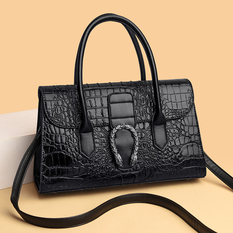 Custom crocodile print leather handbag