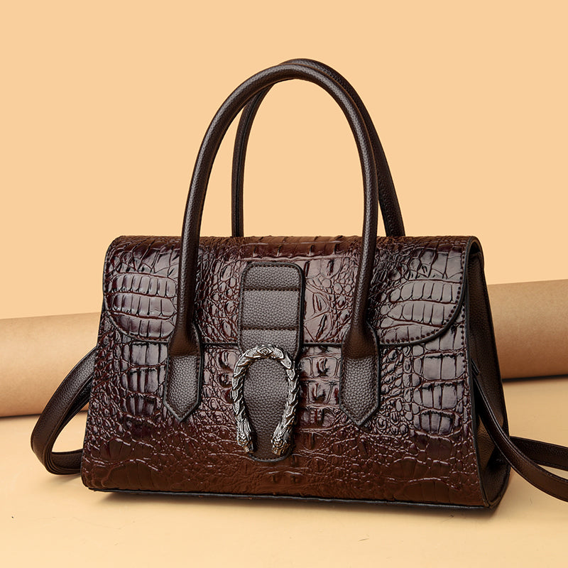 Custom crocodile print leather handbag