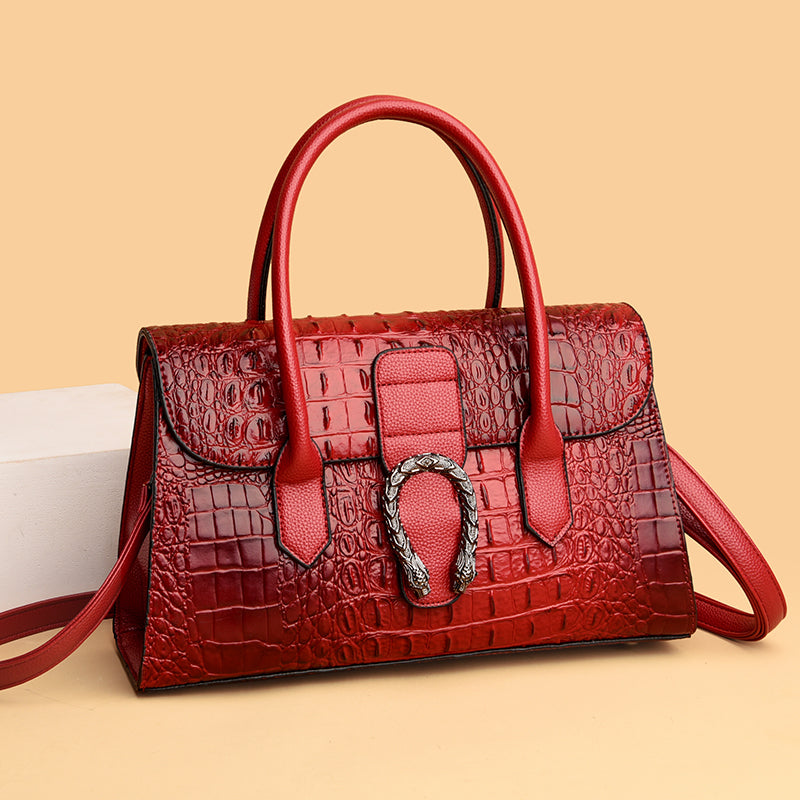 Custom crocodile print leather handbag