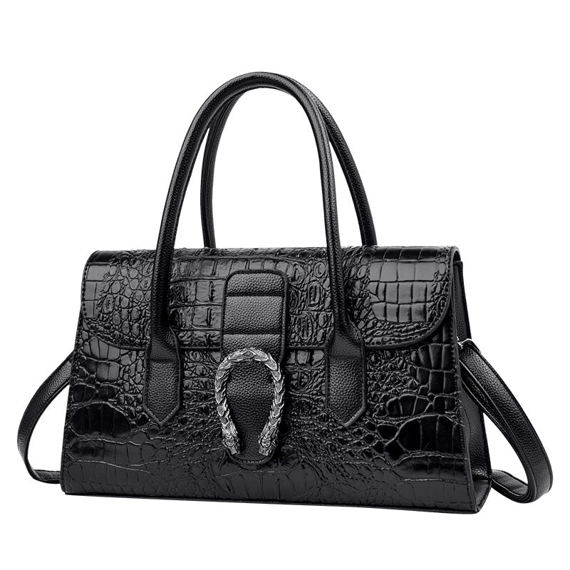 Custom crocodile print leather handbag