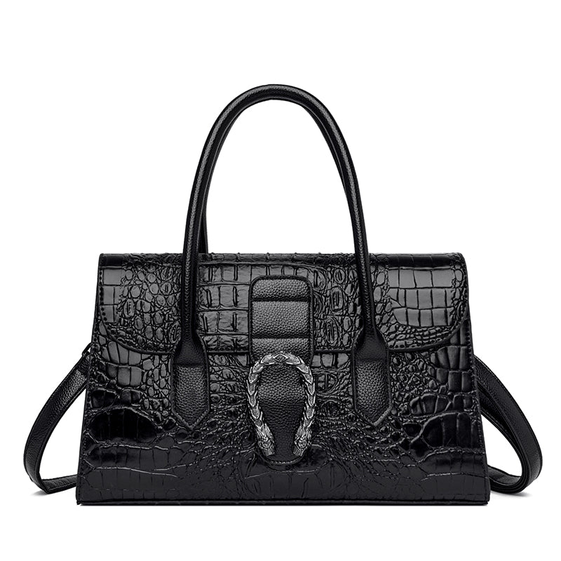 Custom crocodile print leather handbag