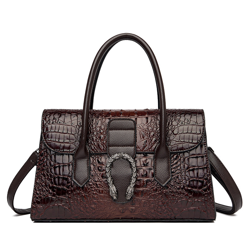 Custom crocodile print leather handbag