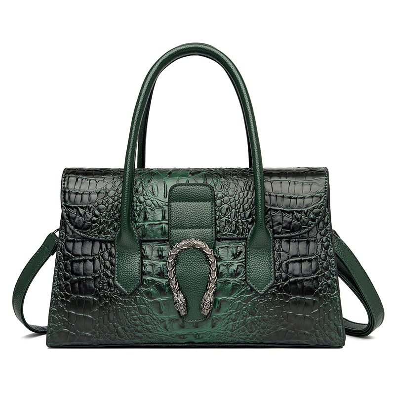 Custom crocodile print leather handbag