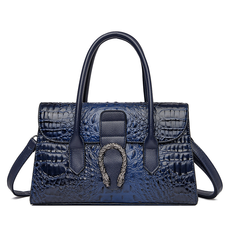 Custom crocodile print leather handbag