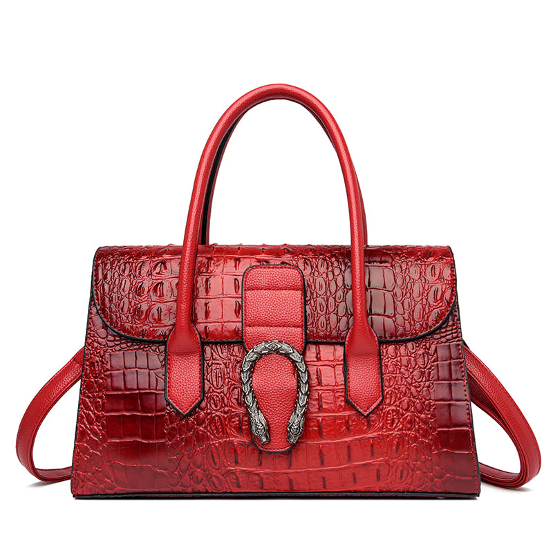 Custom crocodile print leather handbag