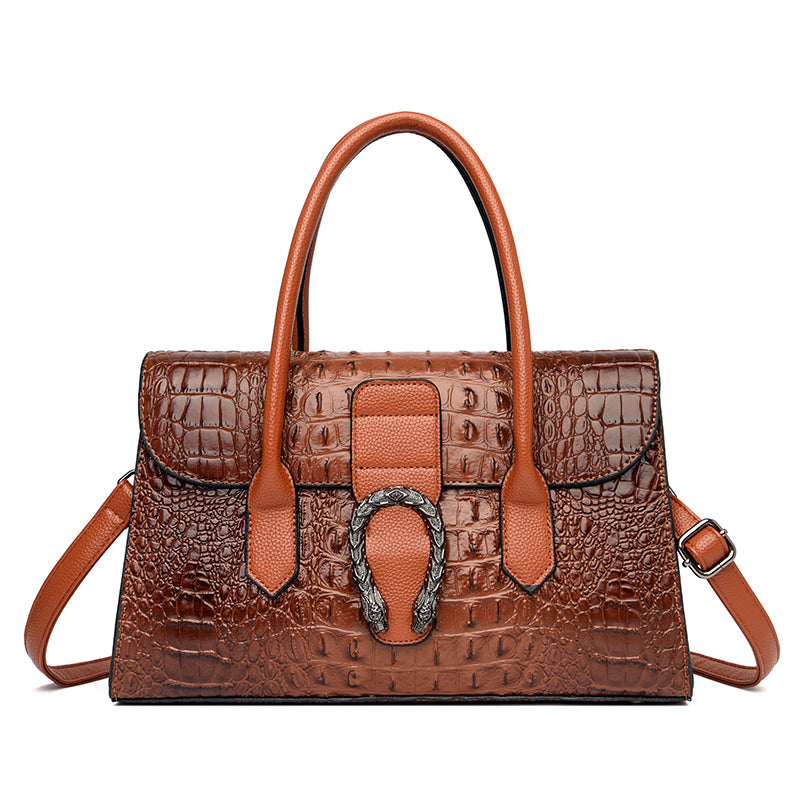 Custom crocodile print leather handbag