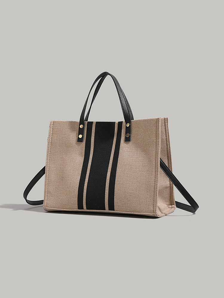 Striped Canvas Custom Embroidery Tote