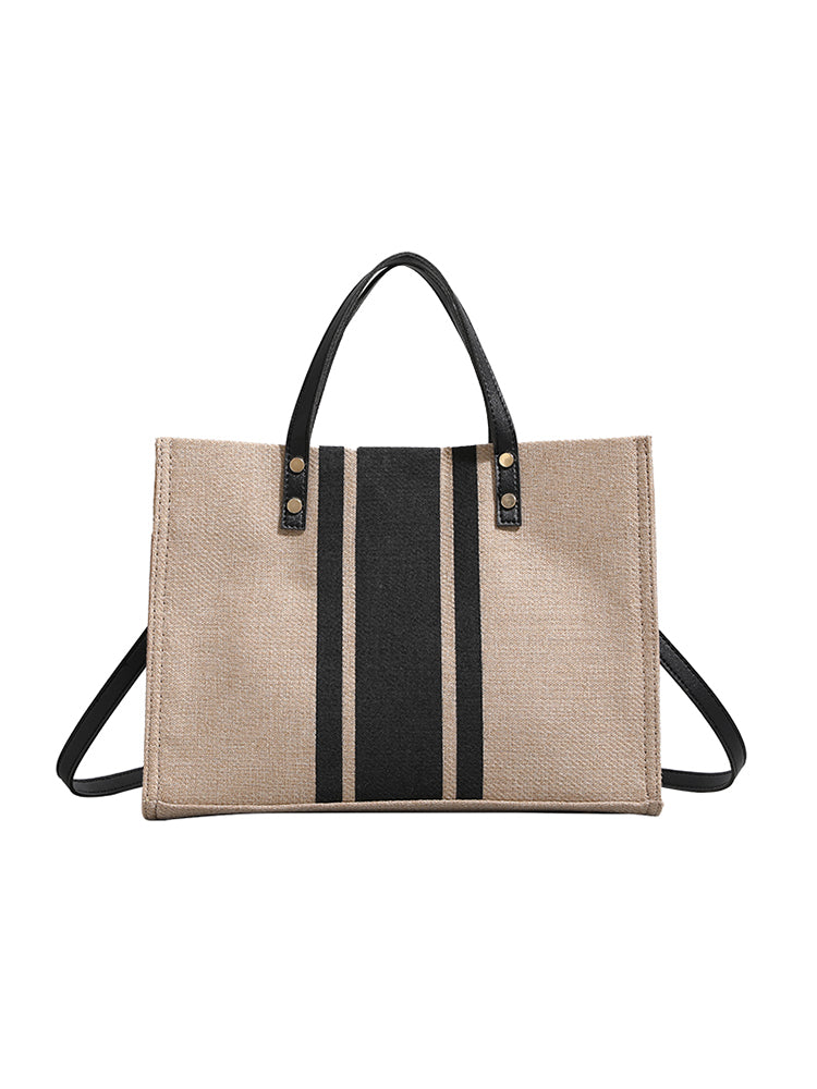 Striped Canvas Custom Embroidery Tote