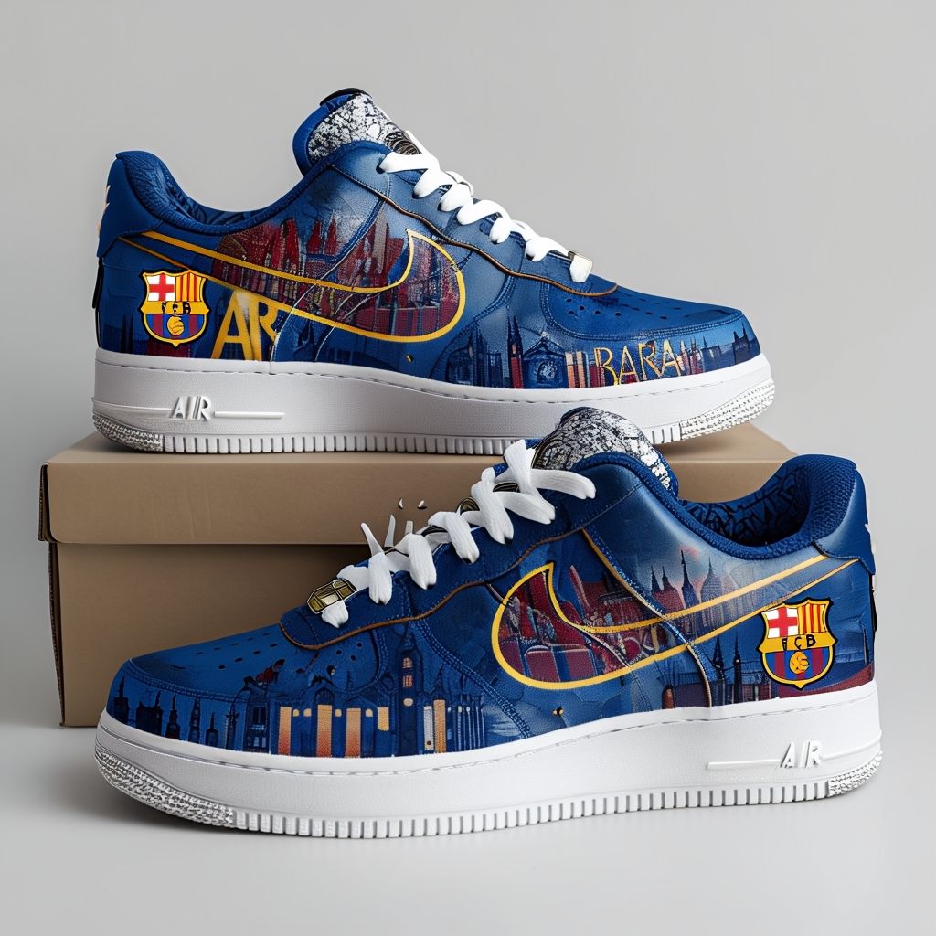 Hand-painted FC Barcelona Emblem Sneakers